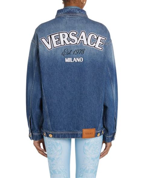 versace 2018 medusa embroidered denim jacket|VERSACE Icons denim jacket .